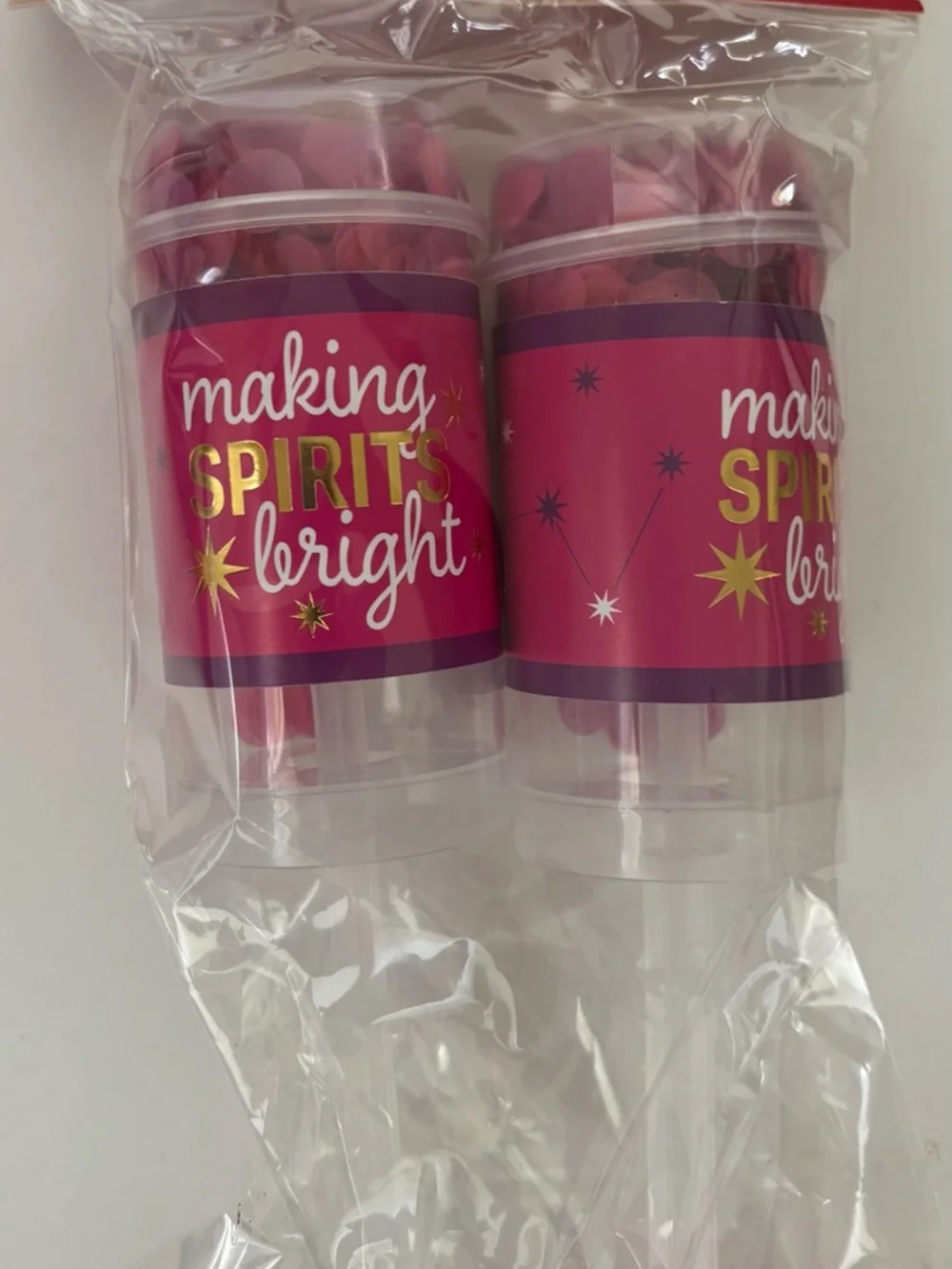 Confetti poppers NEW NWT 8 total 4 packages “making spirits bright” Christmas